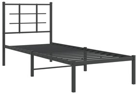 Estrutura de cama metal s/ colchão c/ cabeceira 75x190 cm preto