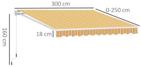 Toldo Retrátil com Manivela Toldo de 300x200cm com Braço Articulado de