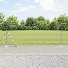 vidaXL Postes de cerca com placas de base 26 pcs Ø32mm 50cm Aço galvanizado