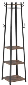 Cabideiro com 3 prateleiras em estilo industrial | VASAGLE | 43 x 43 x 180 cm | castanho rústico|preto | LCR80X.
