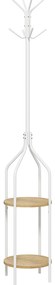 HOMCOM Cabide de Pé com 2 Prateleiras Cabide de Pé para Roupa de Metal com 8 Ganchos Ø34x181 cm Branco
