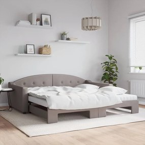 Sofá-cama + gavetão/colchões 100x200cm tecido cinza-acastanhado