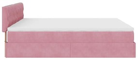 Estrutura de cama otomana com colchões 180x200 cm veludo rosa