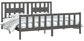 Estrutura de cama com cabeceira 200x200 cm pinho maciço cinza