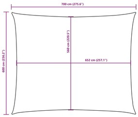 Para-sol estilo vela tecido oxford retangular 6x7 m preto