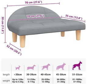 Cama para cães 70x52x30 cm tecido cinzento-claro