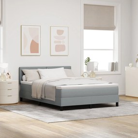 Cama Box Spring com colchão Cinza Claro 140x190 cm Tecido