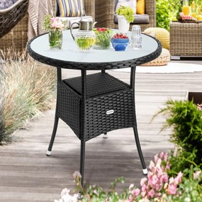 Mesa jardim redonda em Polyrattan Ø60cm Preta