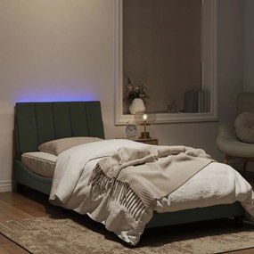 Estrutura de cama c/ luzes LED 90x190 cm veludo cinzento-claro