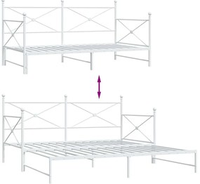 Cama de dia com gavetão sem colchão 100x190 cm aço branco