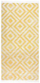 vidaXL Tapete de exterior tecelagem lisa 100x200 cm amarelo e bege