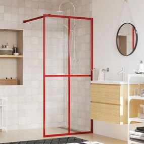 vidaXL Divisória de chuveiro 100x195cm vidro transparente ESG vermelho