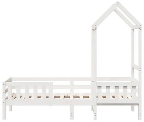 Estrutura de cama com telhado 90x190 cm pinho maciço branco