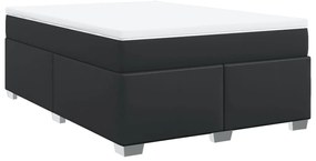 Cama com molas/colchão 140x200 cm couro artificial preto