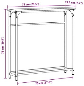 Mesa Console Preto Carvalhos 75x19,5x75 cm Madeira Prensada