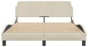 Estrutura de cama sem colchão 120x200 cm tecido cor creme
