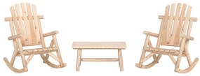 3 pcs conjunto lounge de jardim madeira de abeto maciça