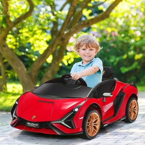 Carro elétrico para crianças bateria de 12 V Lamborghini com controlo remoto Luzes LED Música MP3 Buzina 108 x 64 x 41 cm Vermelho