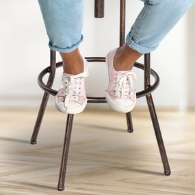 Conjunto de 2 bancos de bar Pino 49,5 x 101,5-121 x 49,5 cm Cor Madeira + Bronze