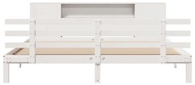 Cama com estante sem colchão 200x200 cm pinho maciço branco