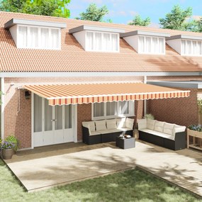 vidaXL Toldo Retrátil Automático com LED Amarelo e Laranja 600x300 cm