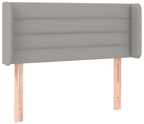 Cabeceira cama c/ luzes LED tecido 103x16x78/88 cm cinza-claro