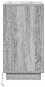 Armário de cabeceira com LED Cinza Sonoma 39x34.5x65 cm Madeira engenh