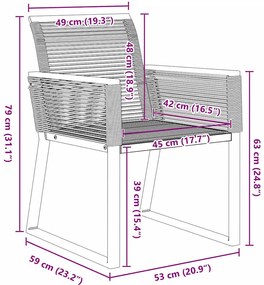 Conjunto de jantar de jardim de 5 peças em rattan sintético preto