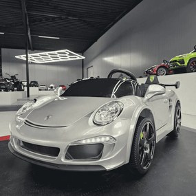 Carro Infantil Porsche RUF 24V, Pneus Borracha, Assento de couro Cinzento Metalico