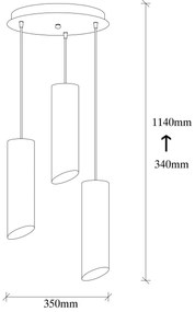 Candeeiro Chandelier Sivani – Preto e Amarelo – Diâmetro 35 cm, Altura