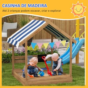 Caixa de Areia para Crianças de Madeira Caixa de Areia Infantil com To