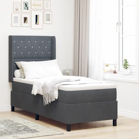 vidaXL Cama Box com Colchão & LED Cinza Escuro 80x200 cm Veludo