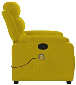 Poltrona de massagens reclinável veludo amarelo