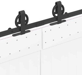 Kit de ferragens para porta deslizante 366 cm aço preto