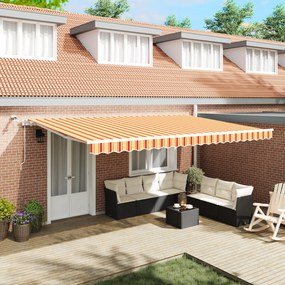 vidaXL Toldo Retrátil Automático com LED Amarelo e Laranja 500x350 cm