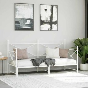 Cama de dia com gavetão sem colchão 90x190 cm aço branco