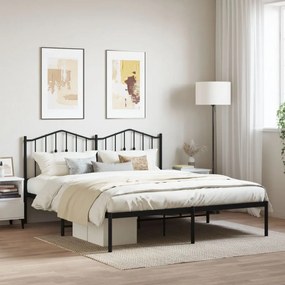 Estrutura de cama com cabeceira 160x200 cm metal preto