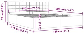 Estrutura de cama hidráulica 180x200 cm tecido cinzento-escuro