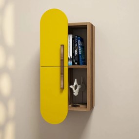Prateleira de Parede Rose – Nogueira e Amarelo – 35x60x22 cm