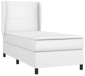 Cama com molas/colchão 80x200 cm couro artificial branco