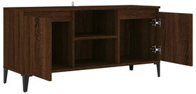 Móvel de TV com pernas em metal 103,5x35x50cm carvalho castanho