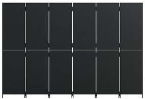 Biombo de divisão 6 painéis vime PE preto