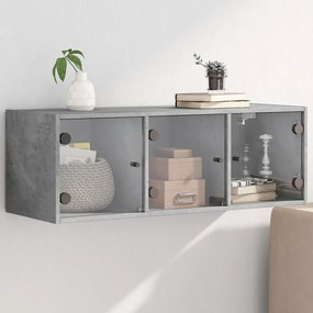 vidaXL Armário de parede c/ portas de vidro 102x37x35 cm cinza cimento