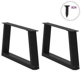 Pés para mesa de centro em V, 2 peças, preto, 70x(30-31,3) cm, aço