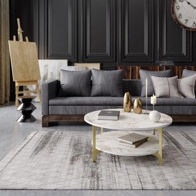 Mesa de Centro Versy – Dourado e Branco – 90x90x36,8 cm