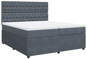 Cama com molas/colchão 200x200 cm veludo cinzento-escuro