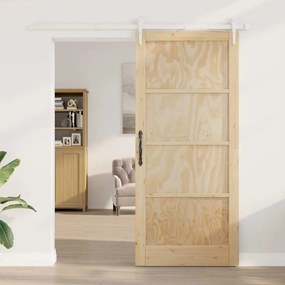 Porta Deslizante vidaXL com Conjunto de Ferragens 93x211 cm Madeira Só