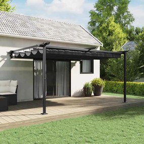 vidaXL Gazebo Montado na Parede Cinzento-escuro 3 x 4 m Aço