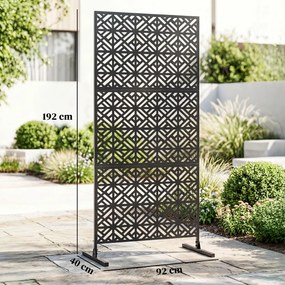 Biombo de Jardim de 3 Painéis, 92 x 40 x 192 cm, Resistente à Ferrugem, Preto