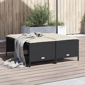 vidaXL Bancos de jardim com almofadões 4 pcs vime PE preto